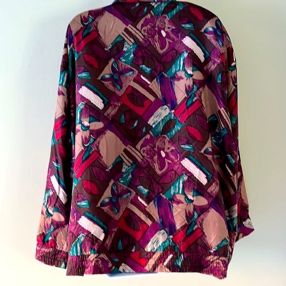 Vintage Oleg Cassini bedazzled silk Jacket 2X - Picture 4 of 13